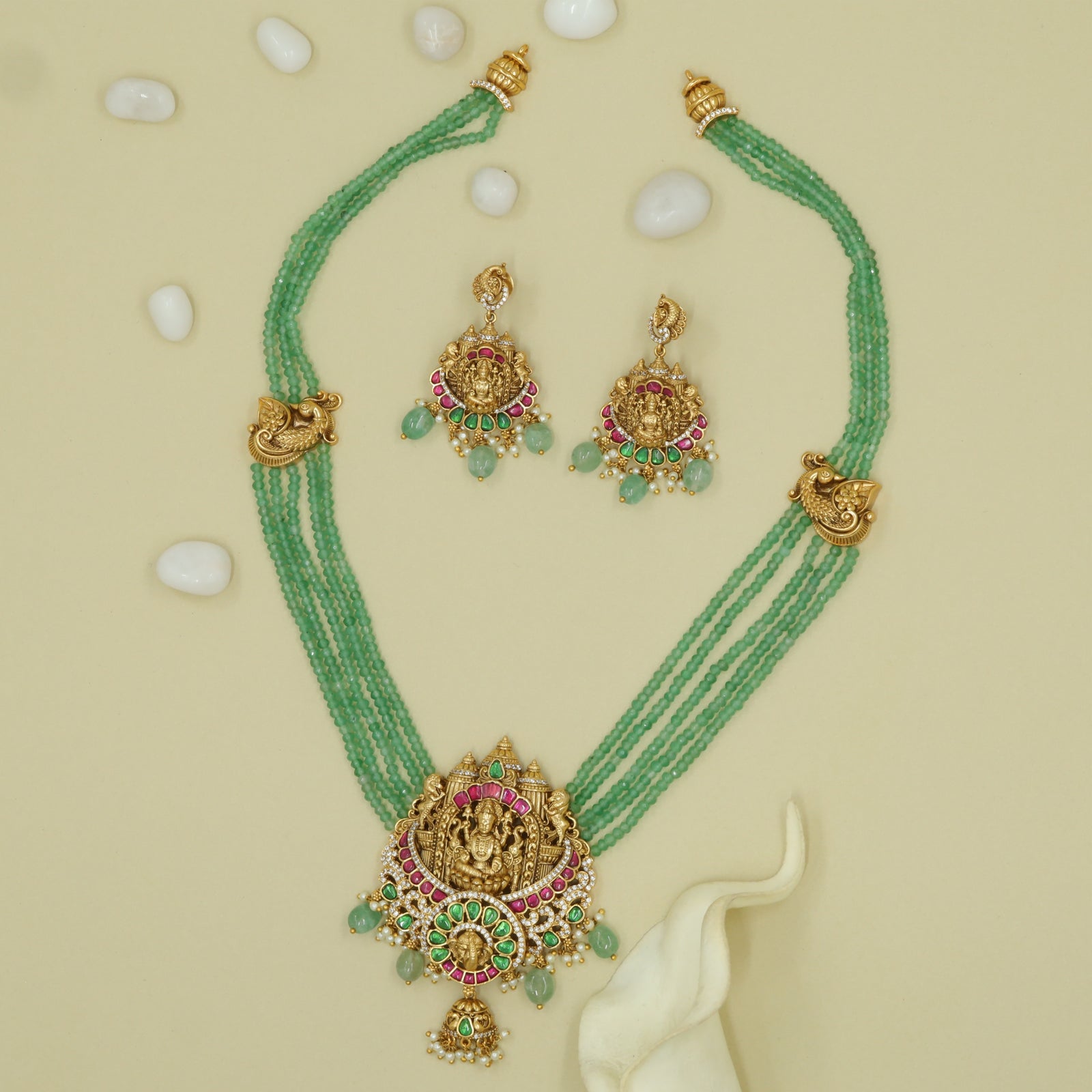 Antique  Harita Lakshmi Beaded Long Haara