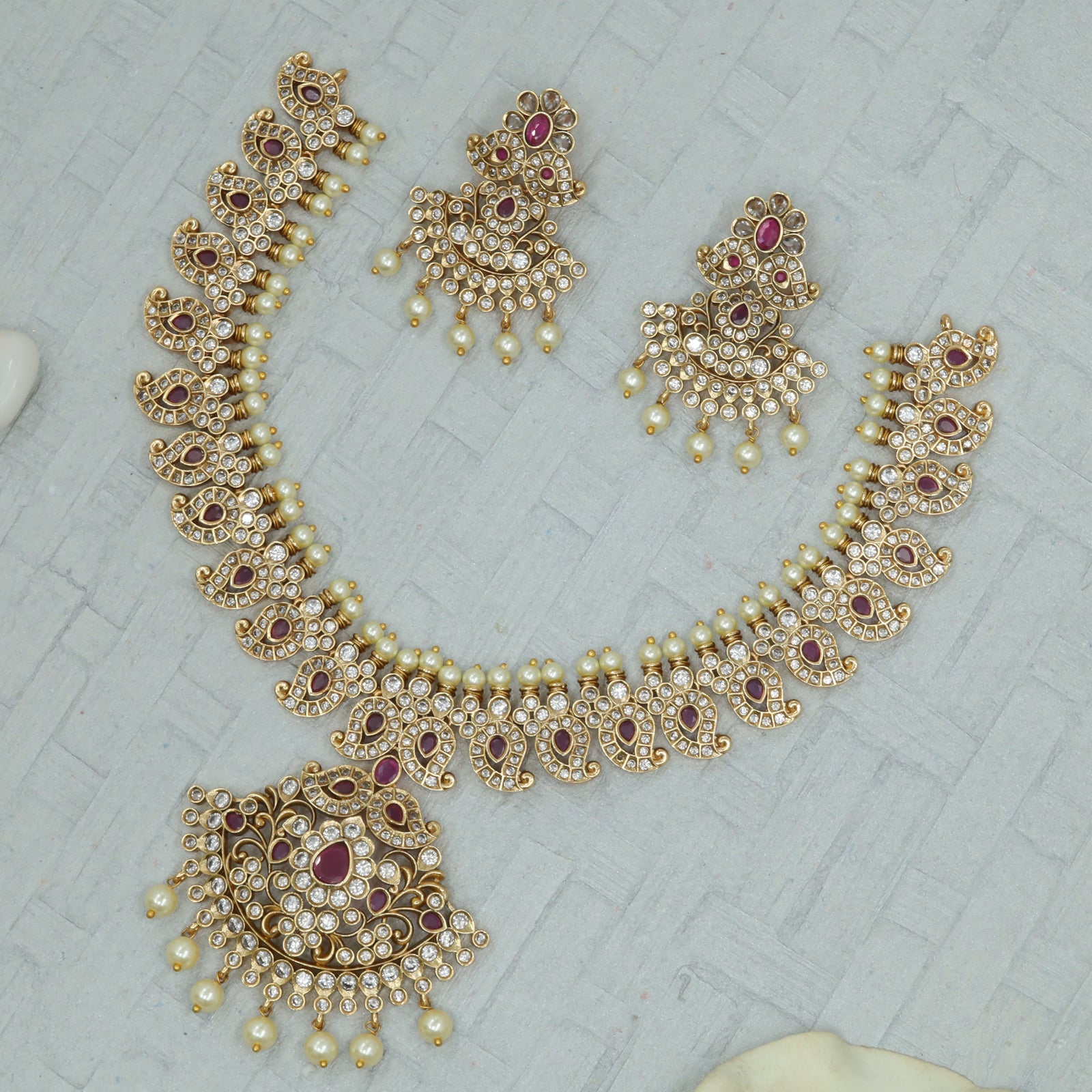 Antique Paisley Crescent Link Necklace Set