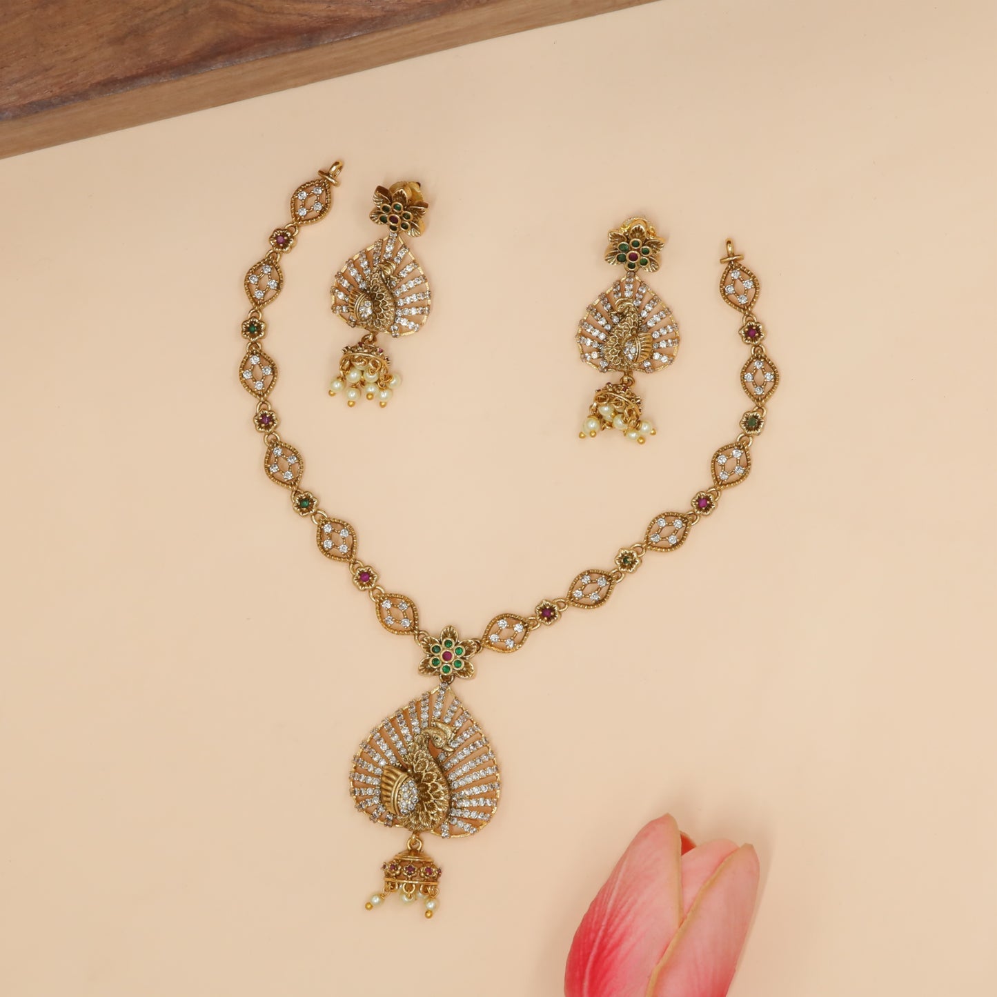 Antique Peacock Motif Necklace Set