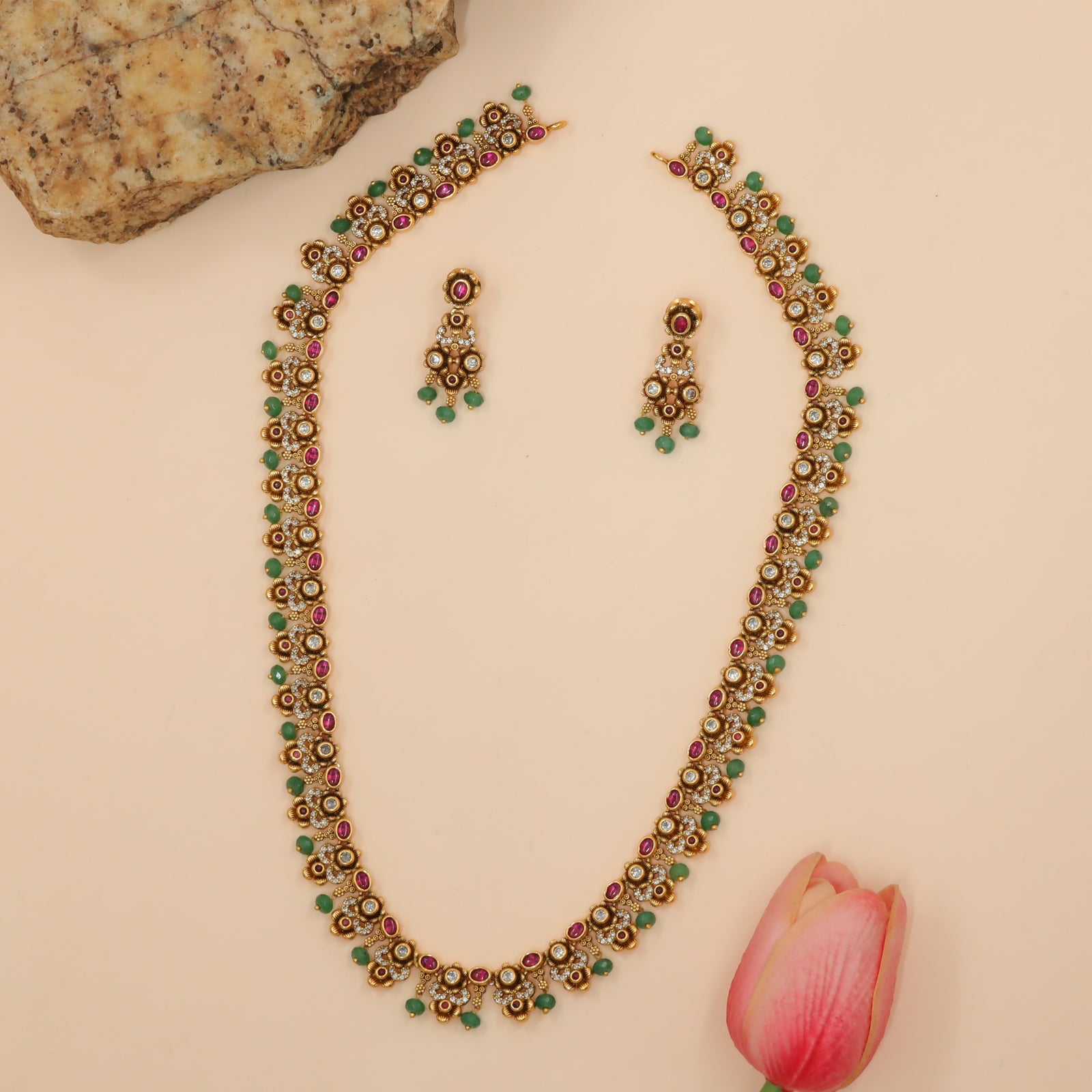 Antique Floral Beadwork Long Haara