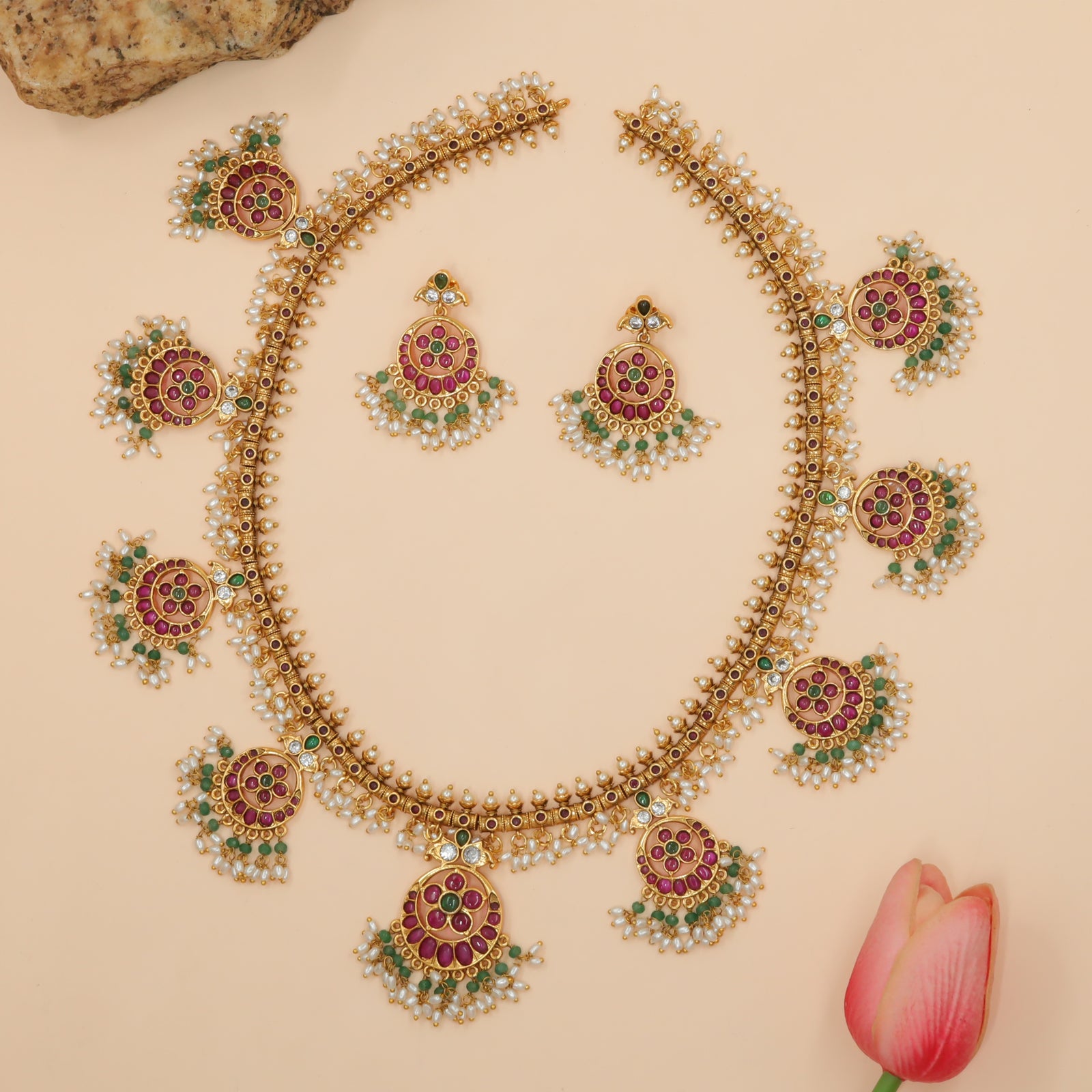 Antique Kundan Floral Medallion Long Haara