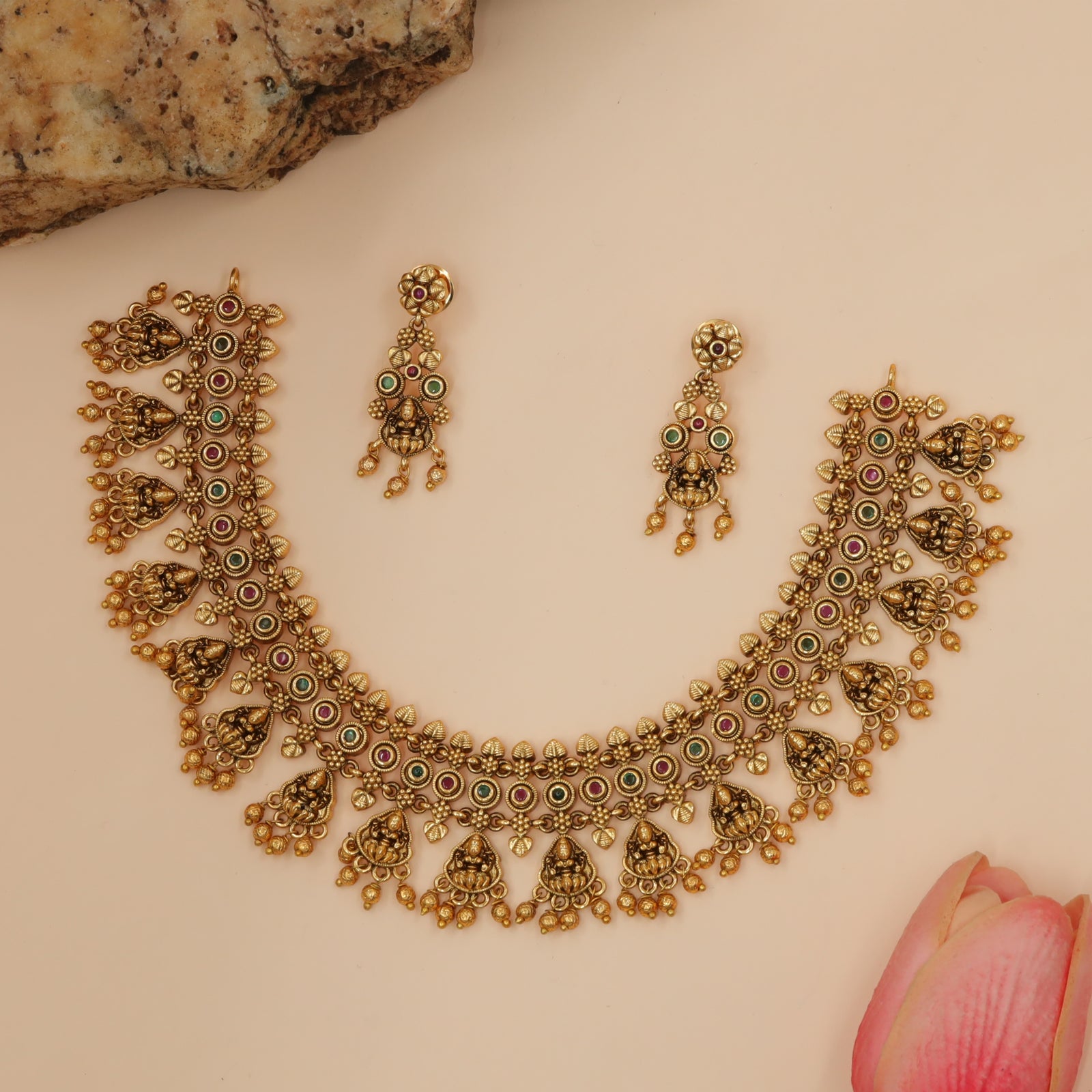 Antique Lakshmi Drop Motif Necklace