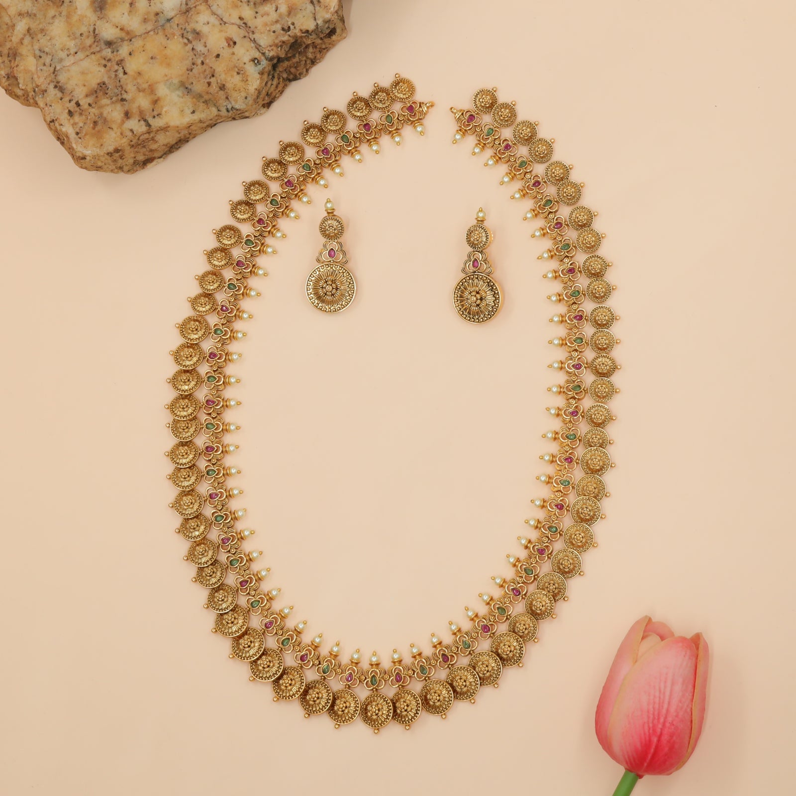 Antique Coin Cascade Long Haara Set