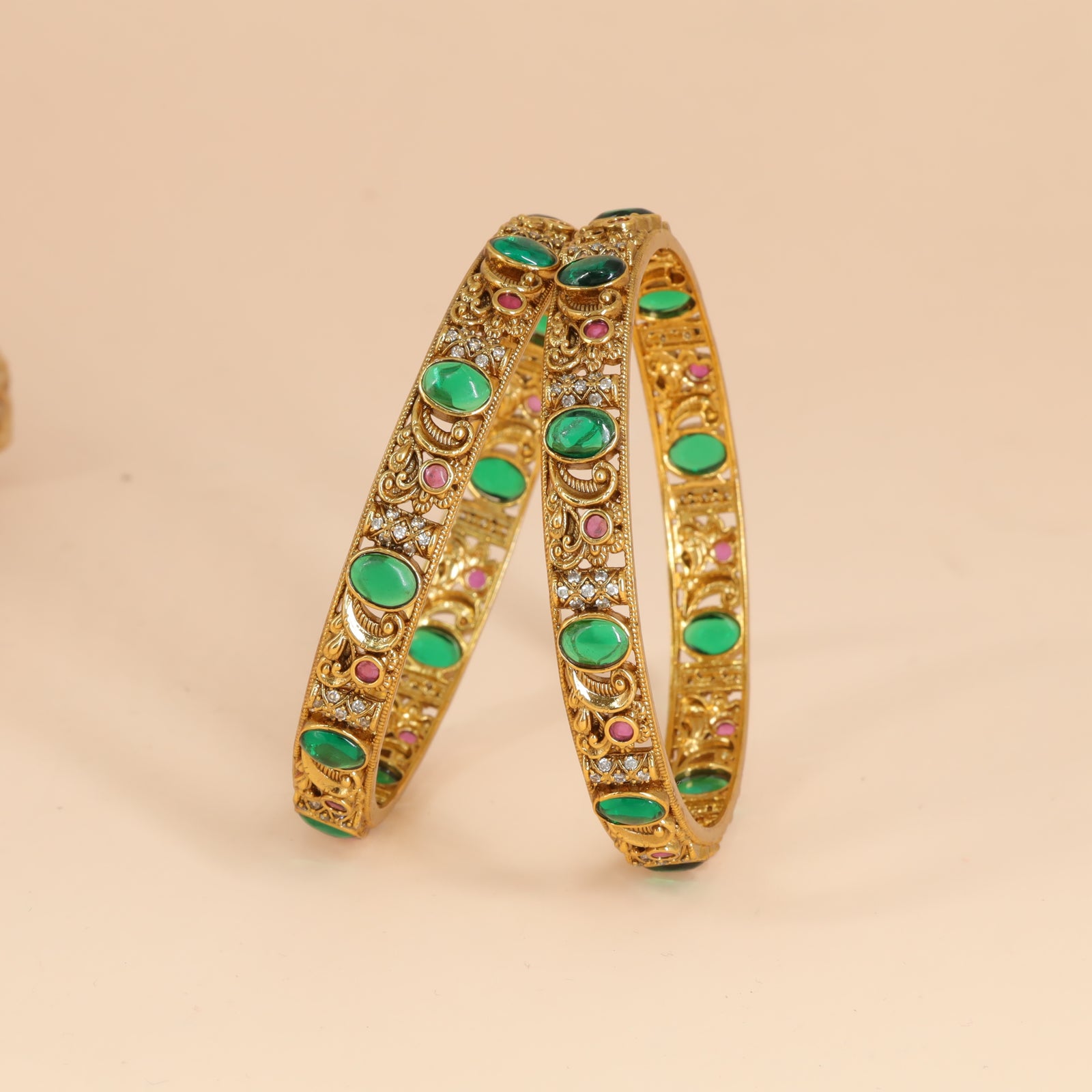 Emerald Rosette Antique Bangles