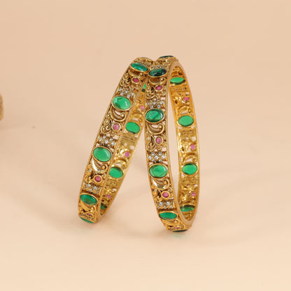 Emerald Rosette Antique Bangles