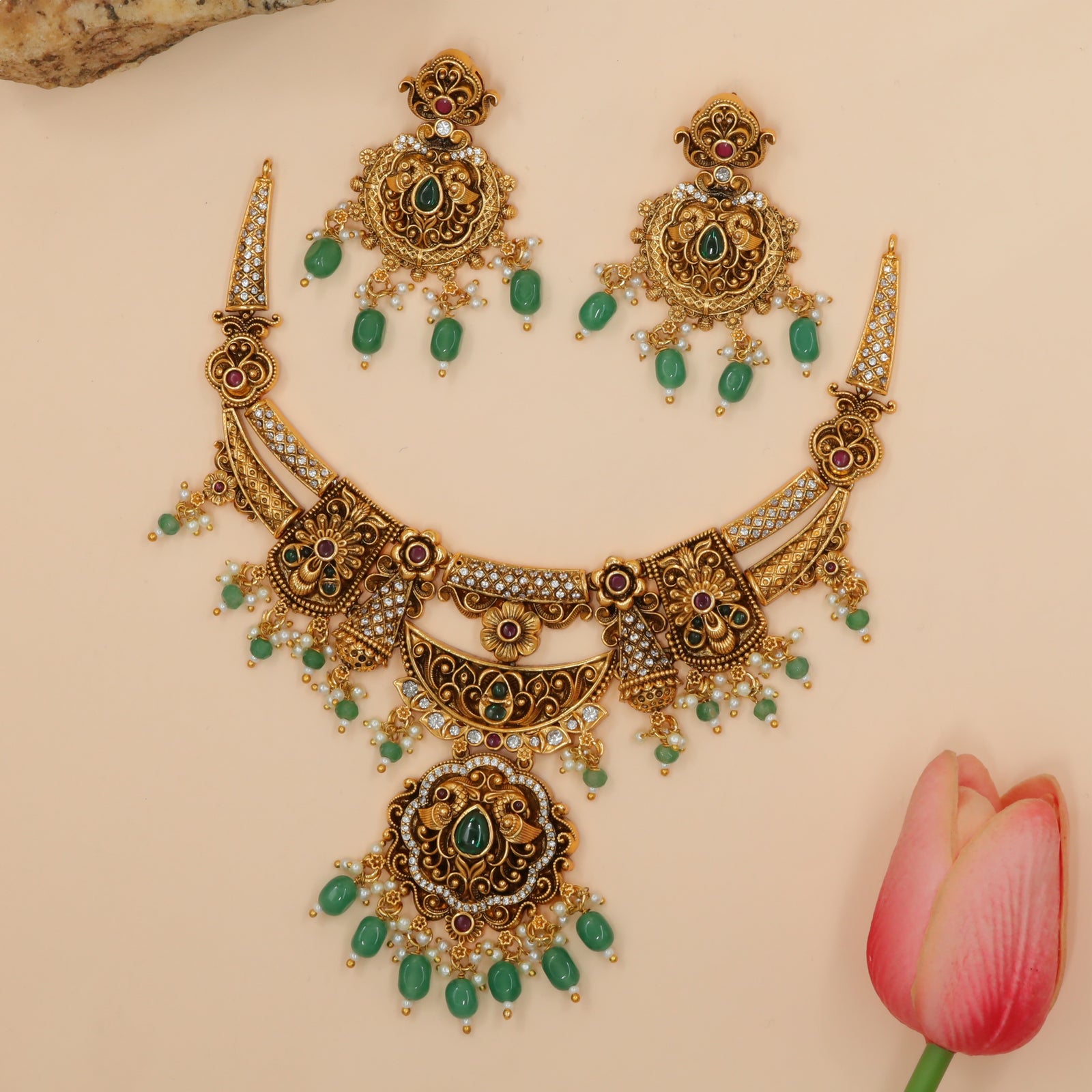 Antique Mahalakshmi Traditional Necklace Set