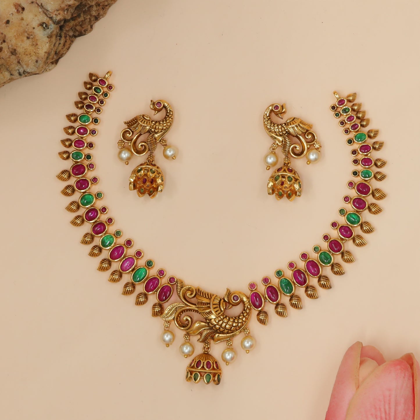 Antique Peacock Motif Necklace Set