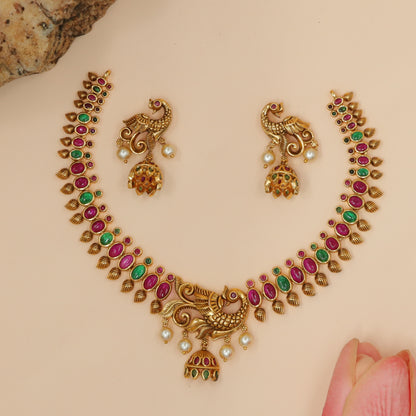 Antique Peacock Motif Necklace Set