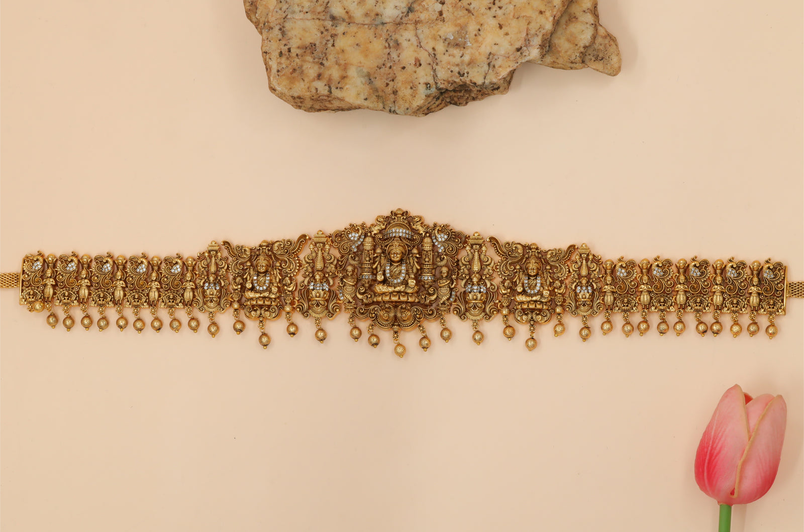 Antique Goddess Lakshmi Motif Waist Belt