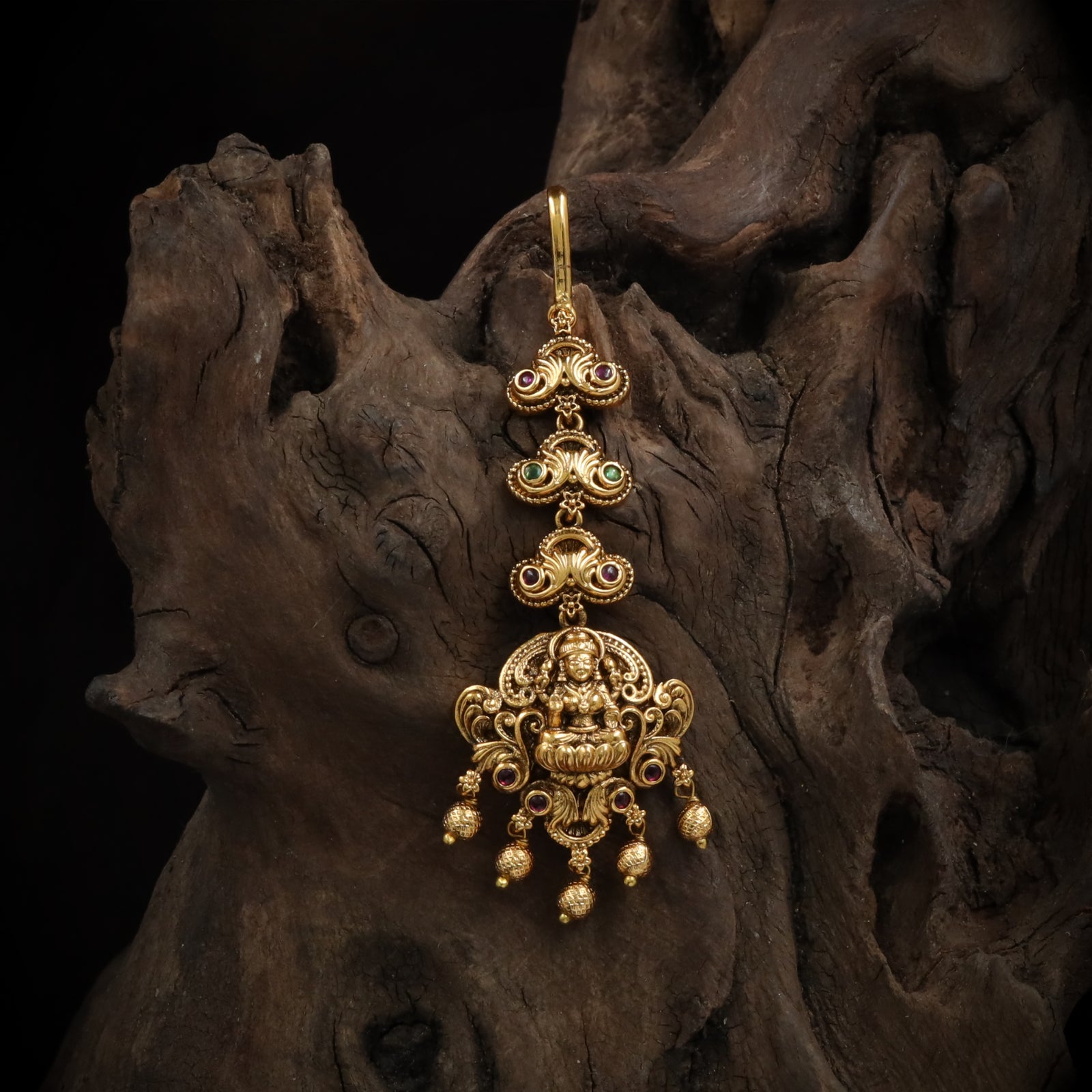 Antique Seated Lakshmi Drop Maang Tikka