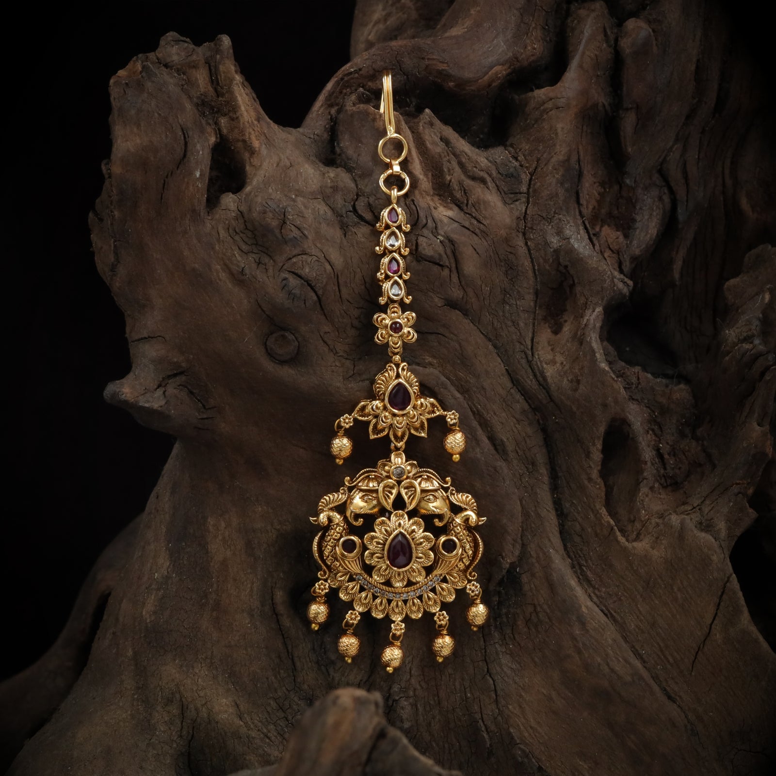 Antique Elephant Motif Maang Tikka