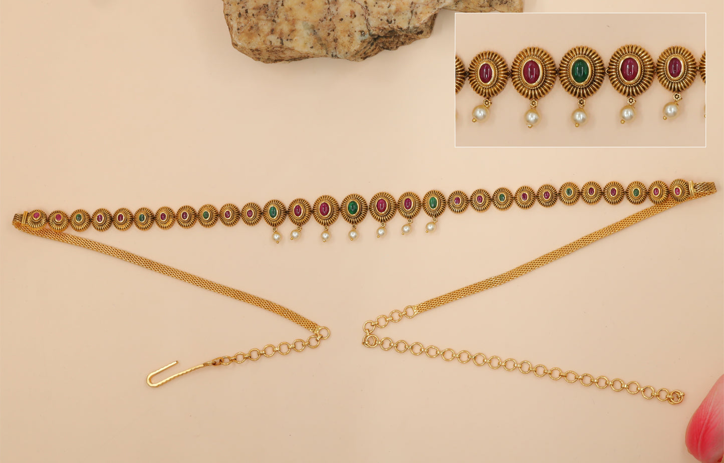 Antique Oval Stone Waist Belt