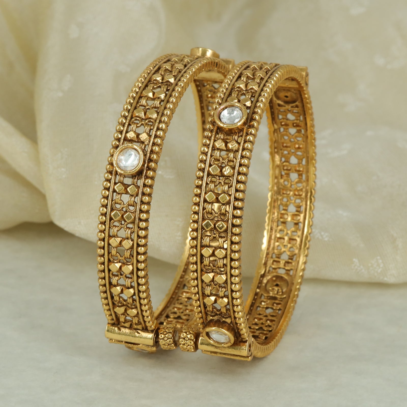 Antique Geometric Textured Bangle Set