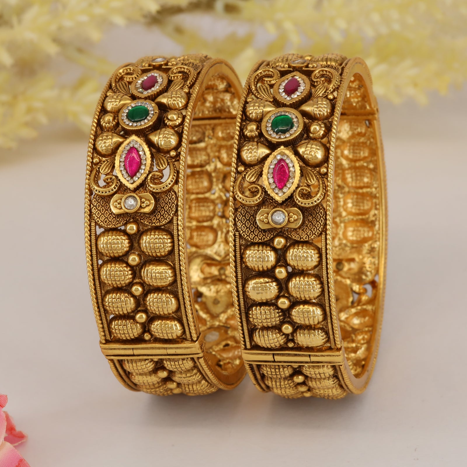 Antique Regal Beaded Panel Bangles