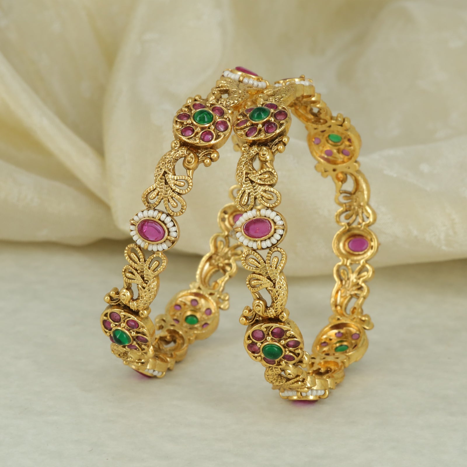 Antique Regal Flora Bangle Pair