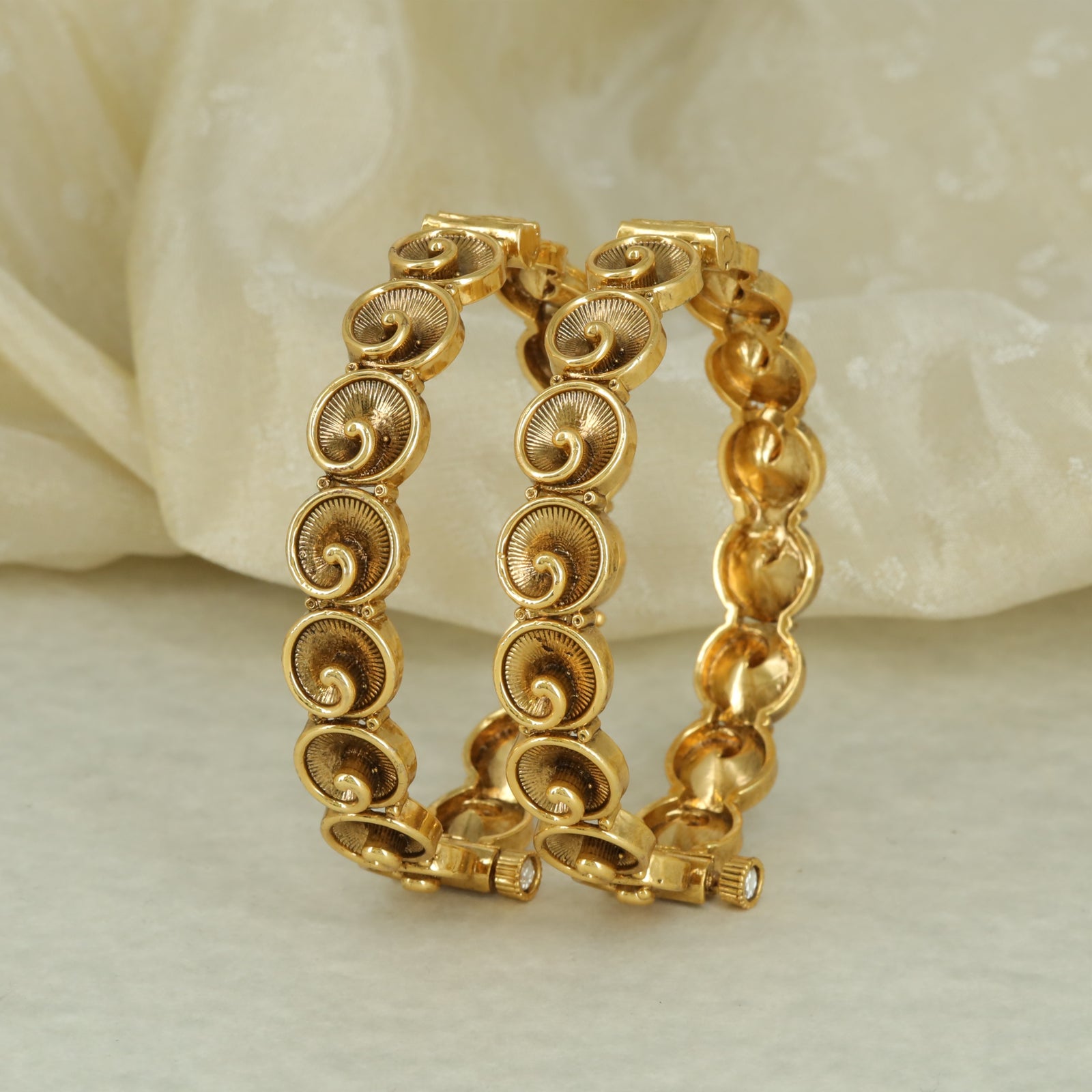 Antique Spiral Disc Bangle Set