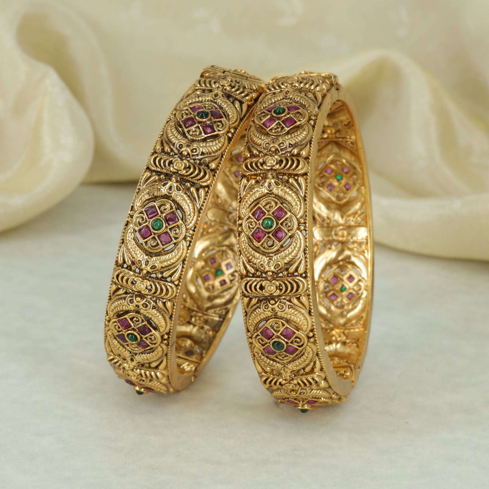 Antique Ornate Panel Motif Bangle Set