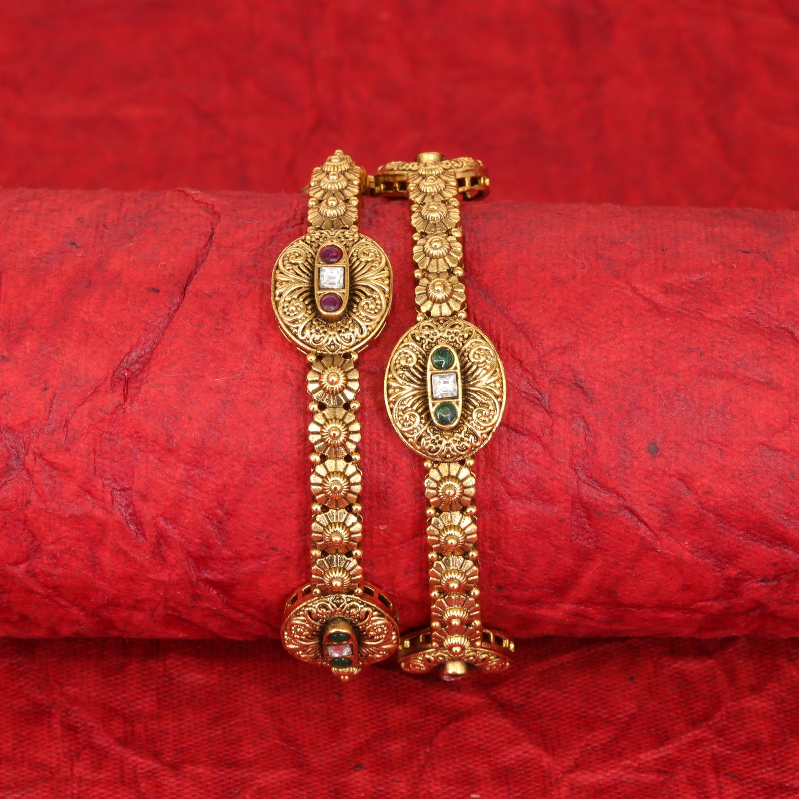 Antique Royal Medallion Floral Bangles