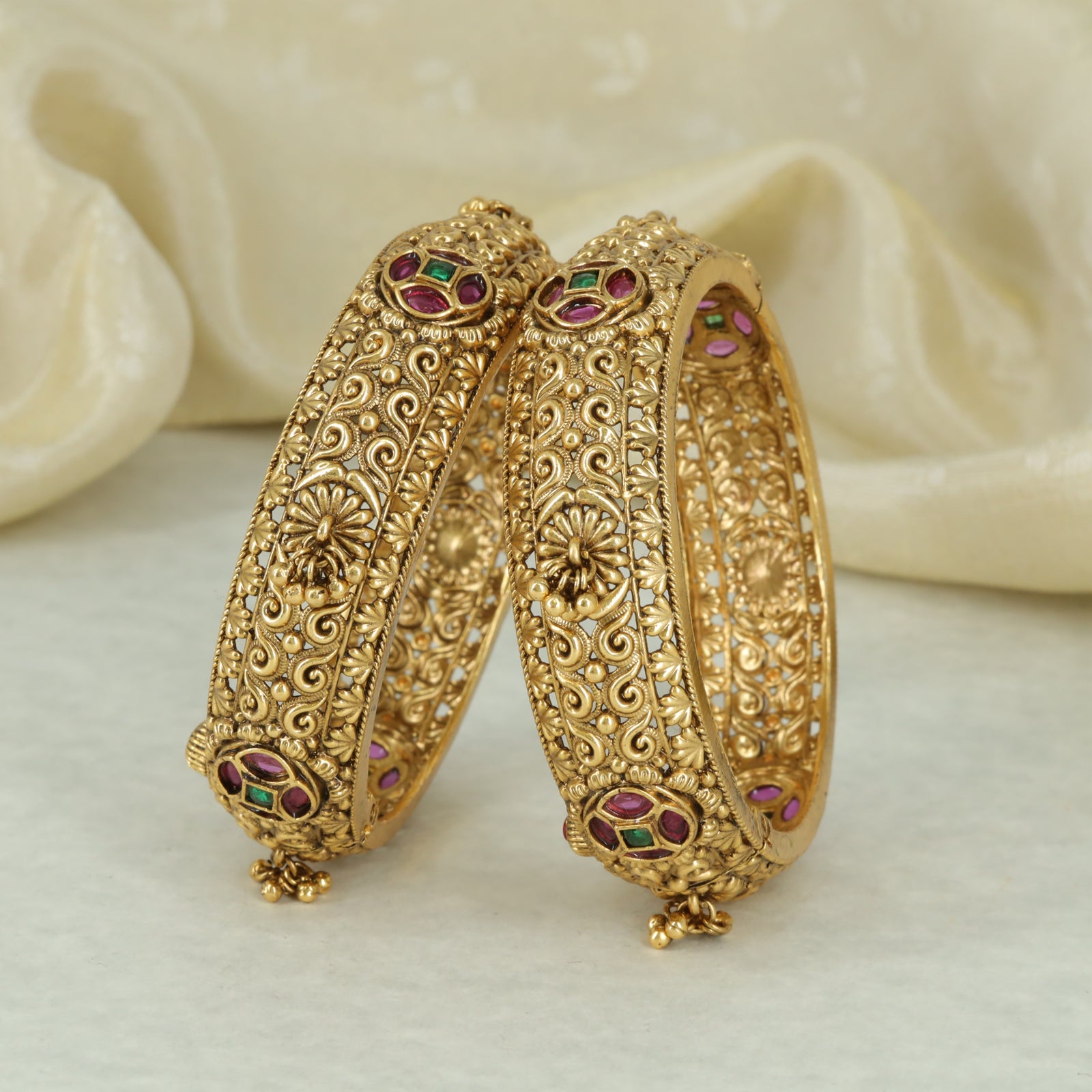 Antique Scrollwork Floral Bangle Set