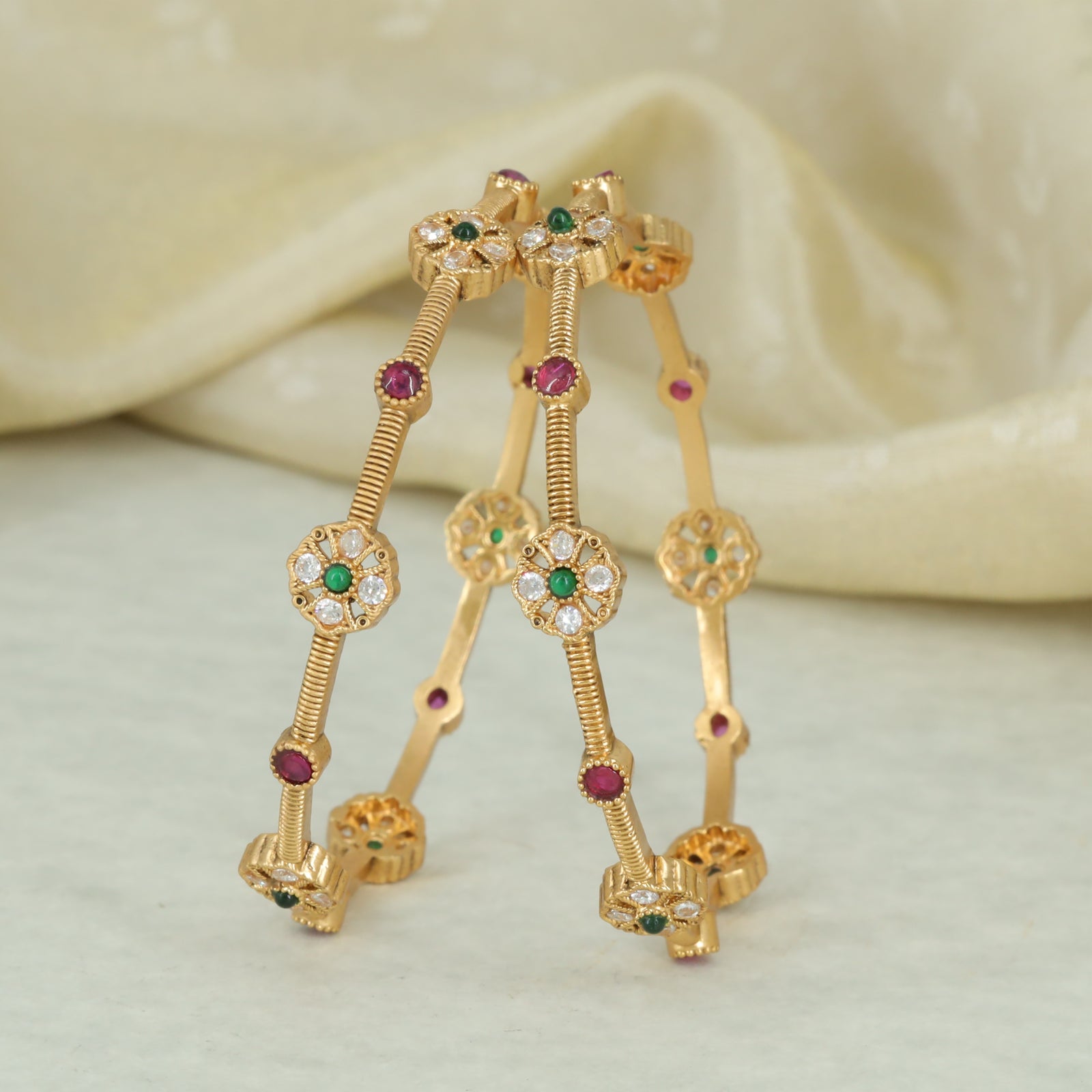 Antique Floral Design Bangle Set