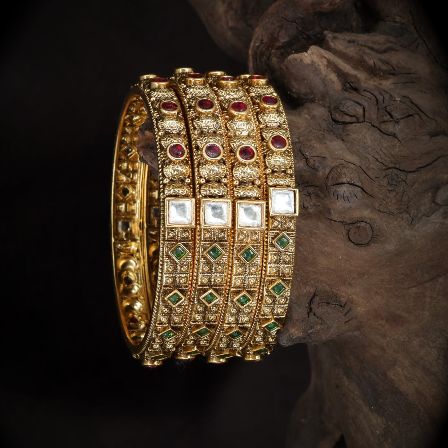 Antique Square Panel Bangle Set