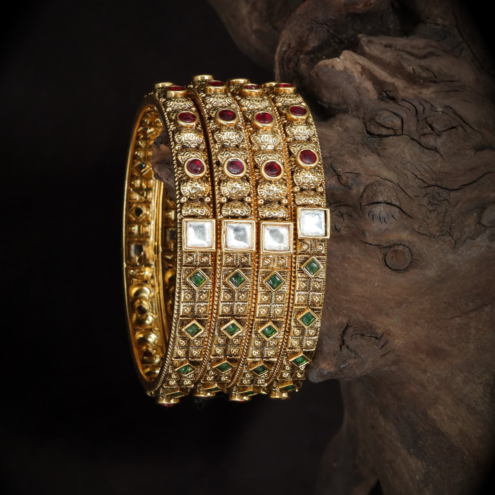 Antique Square Panel Bangle Set