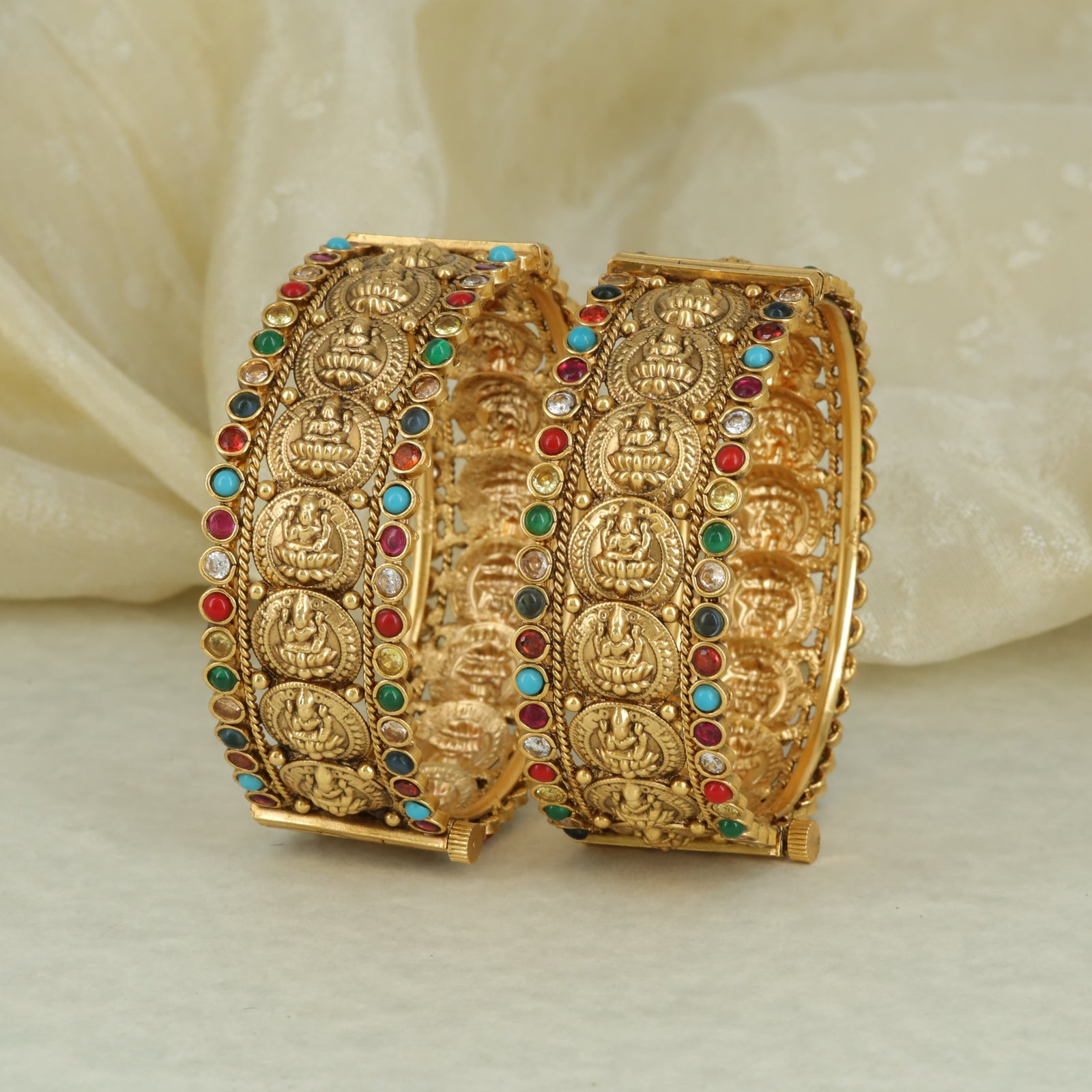 Antique Lakshmi Coin Motif Heritage Bangle Set