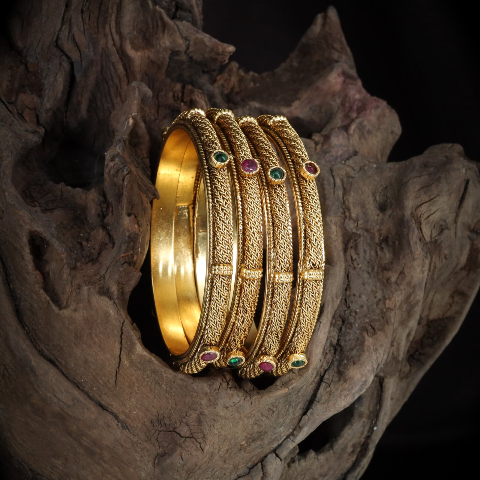 Antique Braided Edge Bangle Set