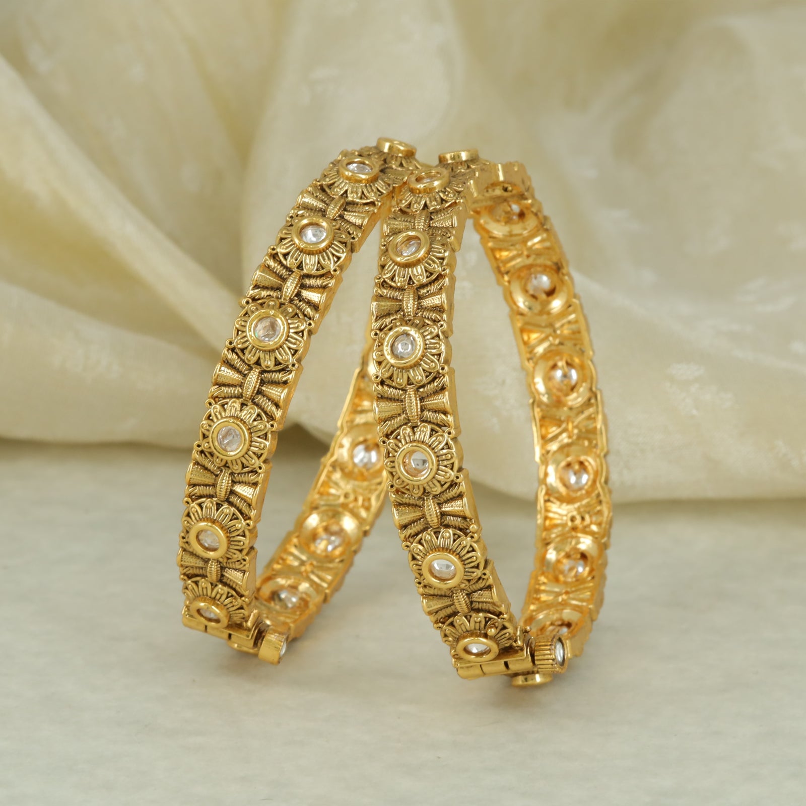 Antique Floral Medallion Heritage Bangle Set