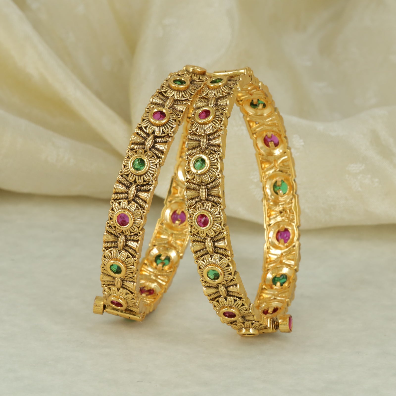 Antique Royale Floral Medallion Bangles