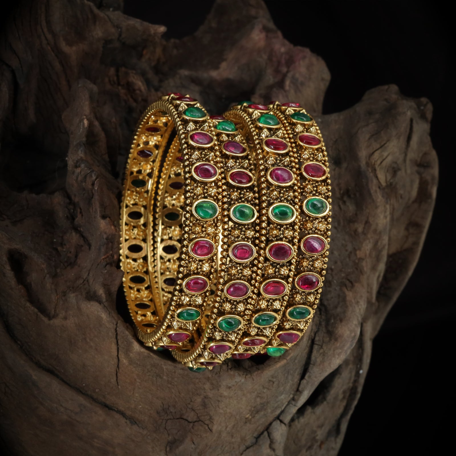 Antique Oval Cluster Bangle Set