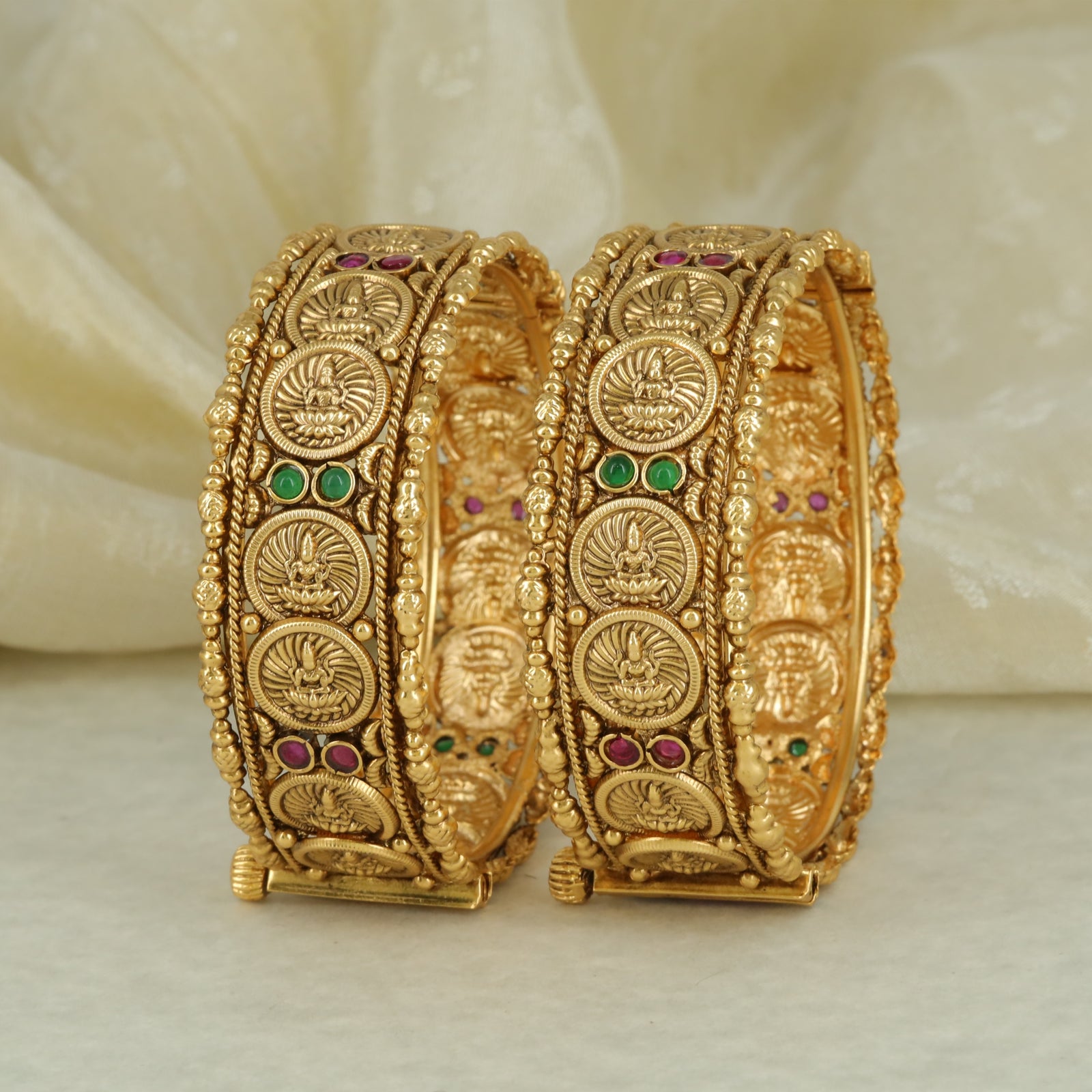 Antique Lakshmi Coin Motif Heritage Bangle Set