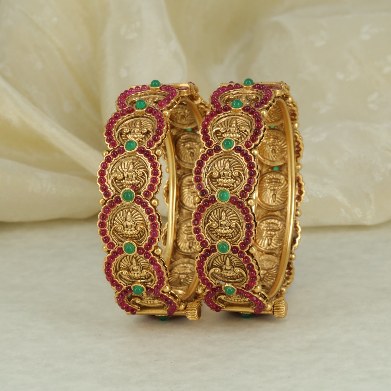 Antique Temple Lakshmi Coin Bangle Set