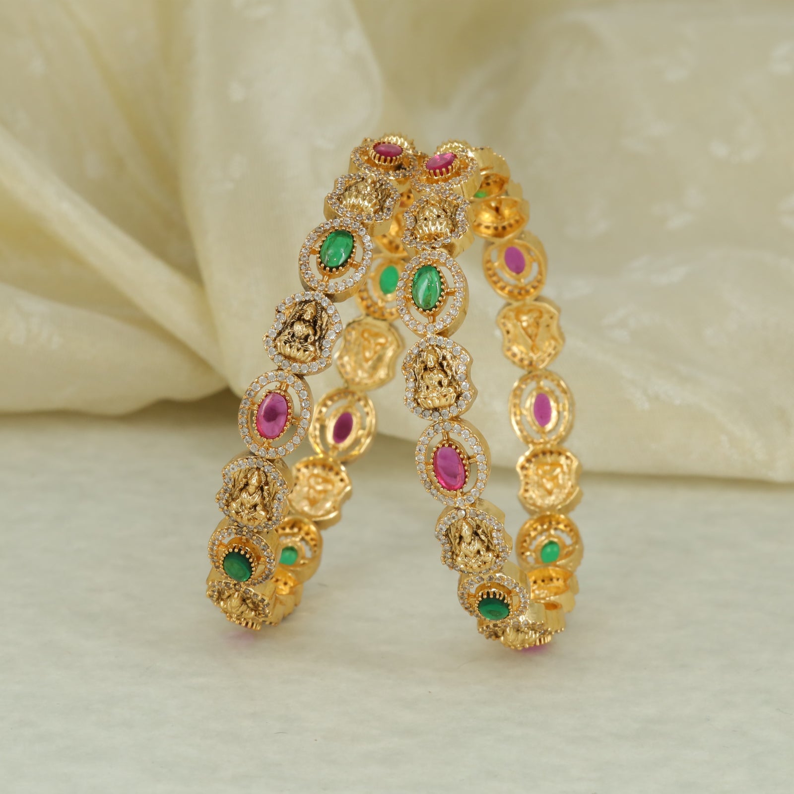 Antique Lakshmi Motif Heritage Bangle Set
