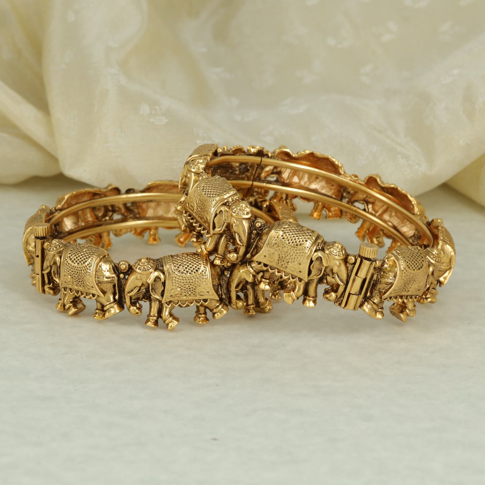 Antique Elephant Motif Heritage Bangle Set