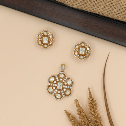 Petal Motif Frame Pendant Set