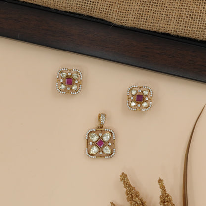 Framed Square Motif Pendant Set