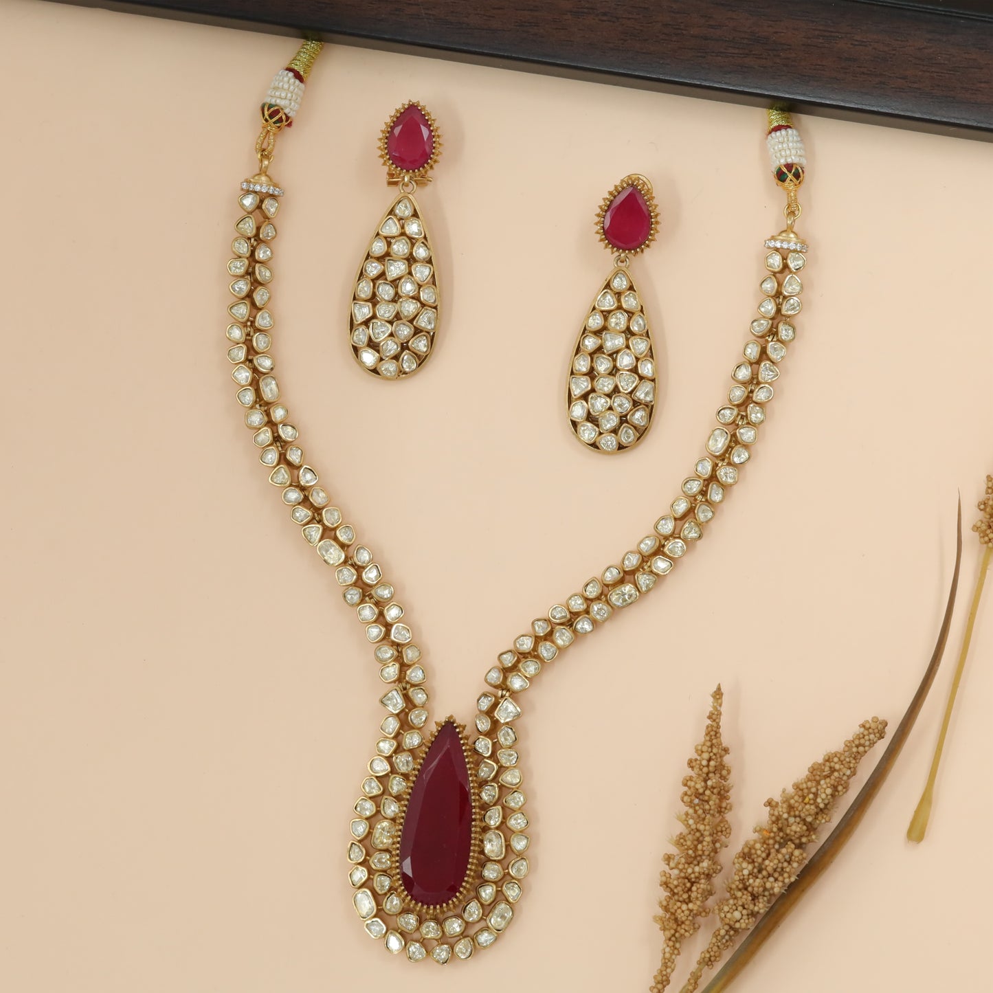 Teardrop Centerpiece Necklace with Earrings