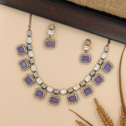 Framed Square Link Collar Necklace Set