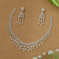 Zircon Structured Necklace with Continuous Flower Link and Hanging Drops