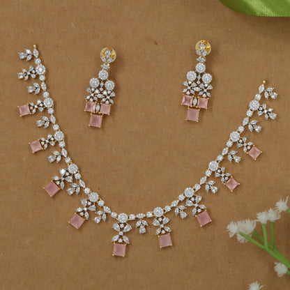 Sculpted Necklace with Circular Station Chain and Geometric Drops