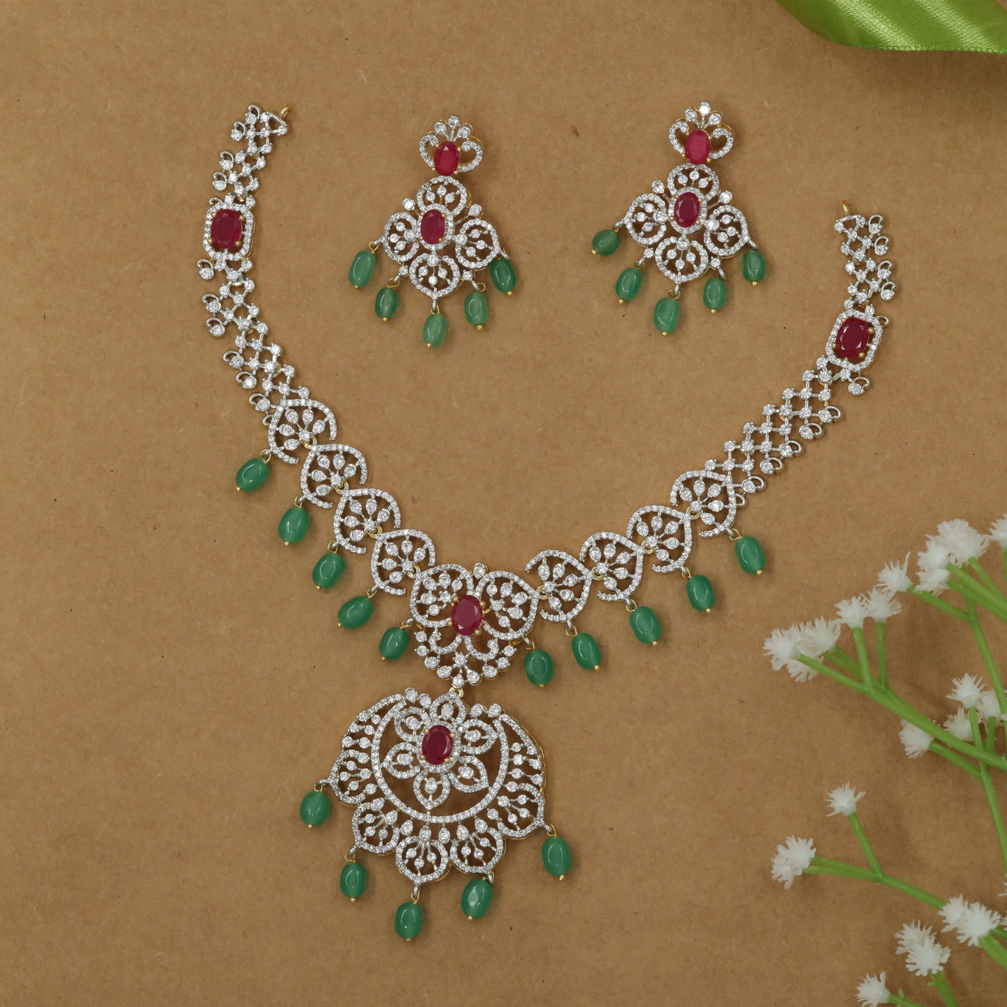 Interlinked Scrollwork Necklace with Pendant Emphasis