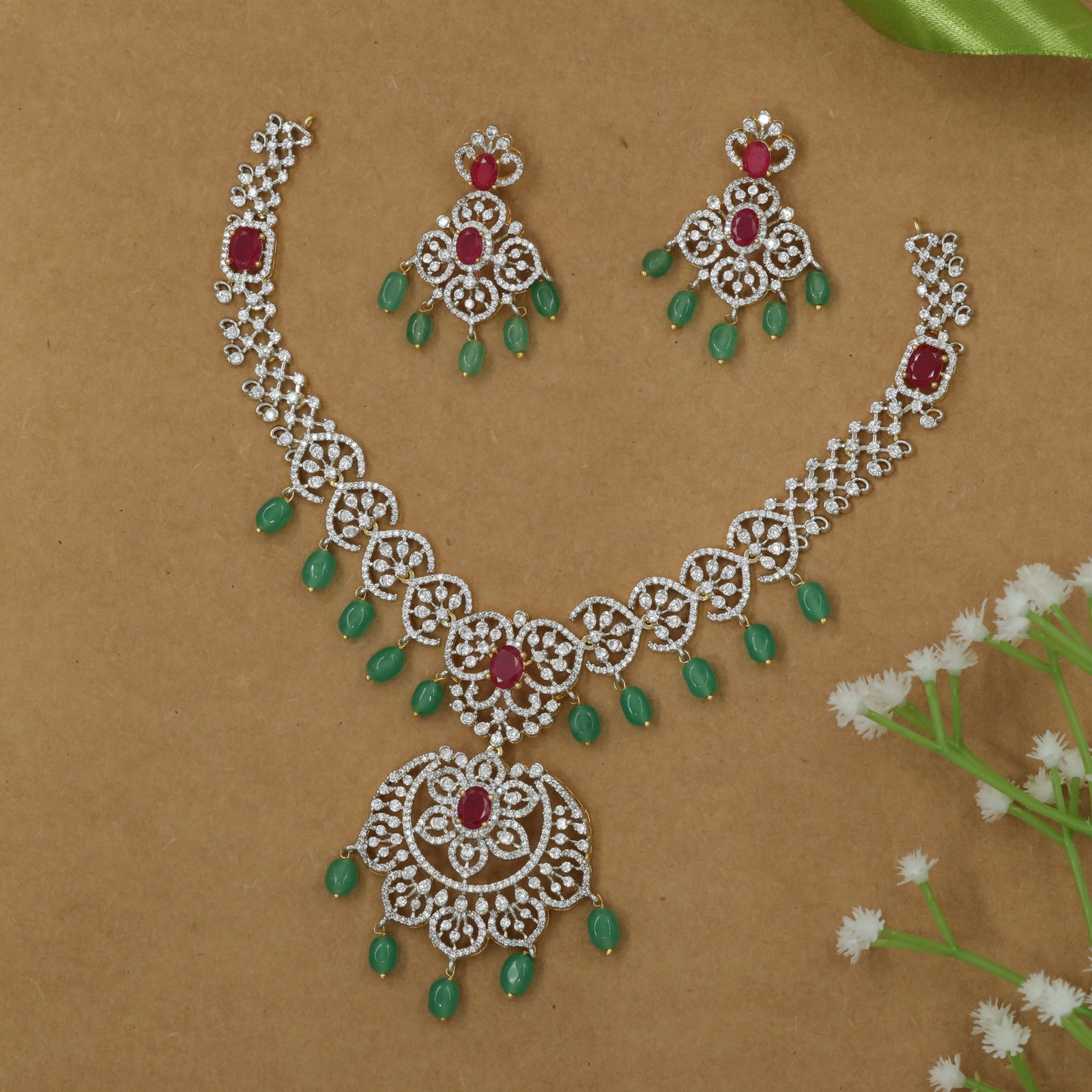 Interlinked Scrollwork Necklace with Pendant Emphasis