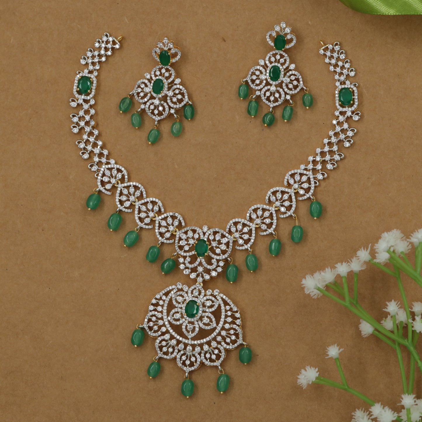 Interlinked Scrollwork Necklace with Pendant Emphasis
