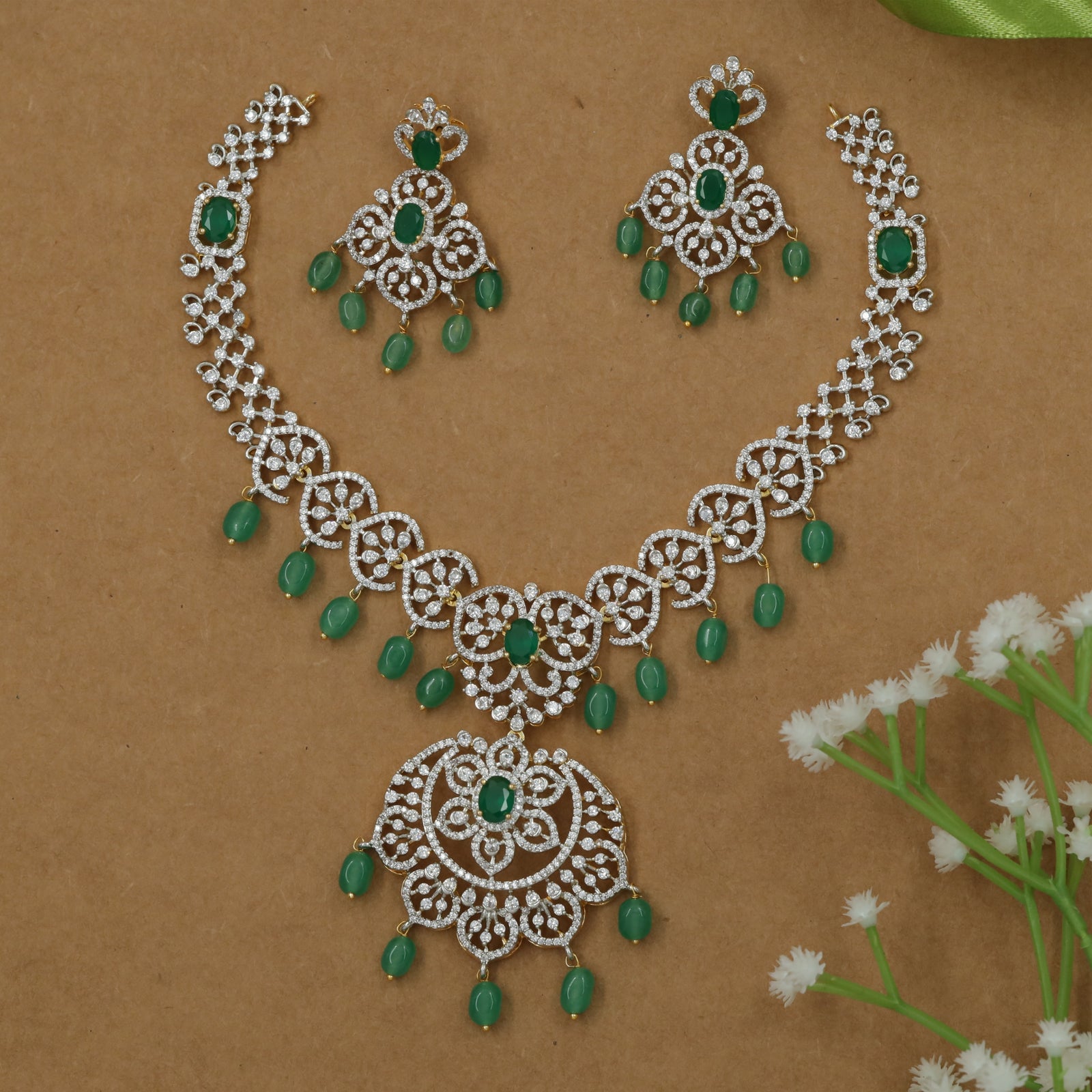 Interlinked Scrollwork Necklace with Pendant Emphasis