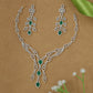 Graceful Leaf Motif Diamond-Style Necklace Set with Flowing Drop Design