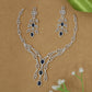 Graceful Leaf Motif Diamond-Style Necklace Set with Flowing Drop Design