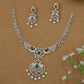 Royal Peacock Motif Necklace Set with Floral Wings and Pearl Drops