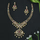 Luxury Diamond Finish Necklace Set with Peacock-Inspired Pendant