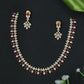Elegant Diamond Finish Necklace Set with Leaf-Drop Design